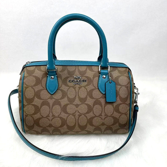 Coach Rowan Satchel Crossbody Bag In Signature Canvas In Khaki Teal CH280 NWT - Picture 1 of 12